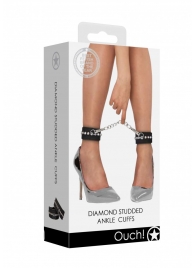 Черные поножи Diamond Studded Ankle Cuffs - Shots Media BV - купить с доставкой в Старом Осколе