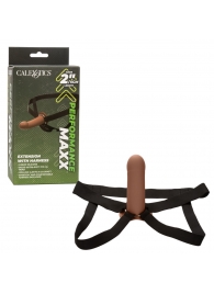 Коричневый фаллопротез из силикона Extension with Harness - 15,75 см. - California Exotic Novelties - купить с доставкой в Старом Осколе