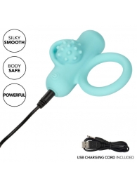 Аквамариновое эрекционное виброкольцо Silicone Rechargeable Nubby Lover’s Delight - California Exotic Novelties - в Старом Осколе купить с доставкой