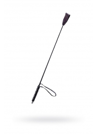 Чёрный стек с кожаной ручкой - 58 см. - Sitabella - купить с доставкой в Старом Осколе