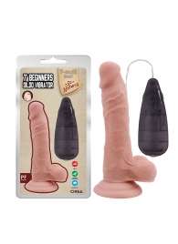 Телесный вибратор с мошонкой на присоске 7 Inch Beginners Dildo Vibrator - 18,6 см. - Chisa