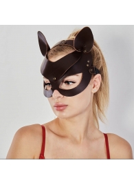 Коричневая кожаная маска  Кошечка - Sitabella - купить с доставкой в Старом Осколе