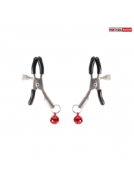 Серебристые зажимы на соски с шариками - Notabu - купить с доставкой в Старом Осколе