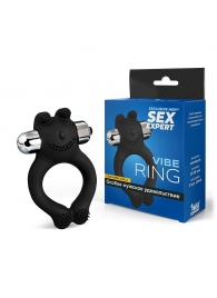 Черное силиконовое эрекционное виброкольцо Sex Expert - Sex Expert - в Старом Осколе купить с доставкой