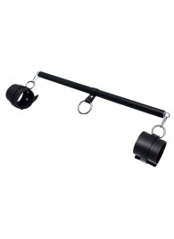 Черная распорка для ног с кожаными манжетами - Pecado - купить с доставкой в Старом Осколе