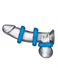 Комплект из трех голубых эрекционных колец 3-Pack Ribbed Rider Cock Ring Set - BlueLine - в Старом Осколе купить с доставкой