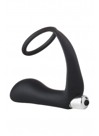 Черное эрекционное кольцо с вибропробкой Vibrating Anal Plug With Cockring - Dream Toys - в Старом Осколе купить с доставкой
