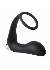 Черное эрекционное кольцо с вибропробкой Vibrating Anal Plug With Cockring - Dream Toys - в Старом Осколе купить с доставкой