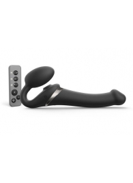 Черный безремневой страпон Multi Orgasm Size M с клиторальной стимуляцией - Strap-on-me - купить с доставкой в Старом Осколе