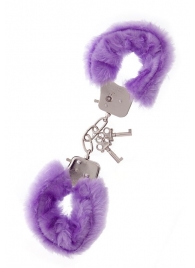 Фиолетовые меховые наручники METAL HANDCUFF WITH PLUSH LAVENDER - Dream Toys - купить с доставкой в Старом Осколе