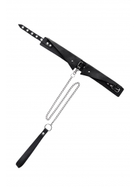 Черный кожаный ошейник-воротник с поводком - Pecado - купить с доставкой в Старом Осколе