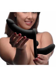 Черный вибрострапон Double Take 10X Double Penetration Vibrating Strap-on Harness - XR Brands - купить с доставкой в Старом Осколе