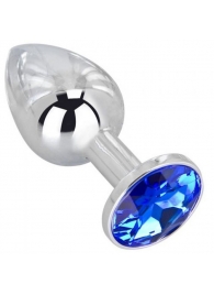 Анальное украшение BUTT PLUG  Small с синим кристаллом - 7 см. - Anal Jewelry Plug - купить с доставкой в Старом Осколе