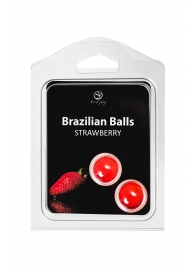 Набор из 2 шариков с массажным маслом Brazilian Balls с ароматом клубники - Secret Play - купить с доставкой в Старом Осколе