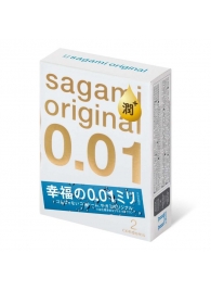 Увлажнённые презервативы Sagami Original 0.01 Extra Lub - 2 шт. - Sagami - купить с доставкой в Старом Осколе