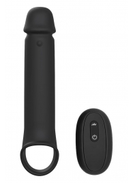 Черная насадка-удлинитель с вибрацией Vibrating Extender With Remote - Dream Toys - в Старом Осколе купить с доставкой