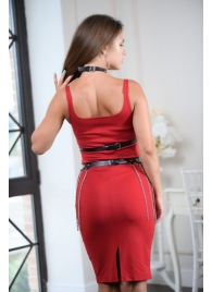 Черно-серебристая портупея-юбка plus size с цепочками - БДСМ Арсенал - купить с доставкой в Старом Осколе