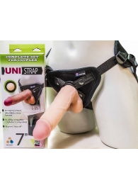 Страпон-унисекс с двумя насадками UNI strap 7  Harness - 19 и 16 см. - LOVETOY (А-Полимер) - купить с доставкой в Старом Осколе