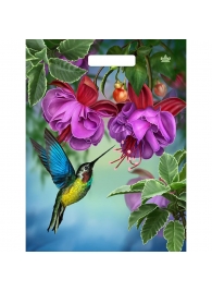 Пакет с принтом в виде колибри в цветах с вырубной ручкой (31х40 см) - Сима-Ленд - купить с доставкой в Старом Осколе