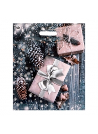 Новогодний пакет с принтом в виде подарков и вырубной ручкой (45х38 см) - Сима-Ленд - купить с доставкой в Старом Осколе