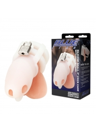 Белая клетка для пениса Silicone Small 2 in Cock Cage With Ball Divider - BlueLine - купить с доставкой в Старом Осколе