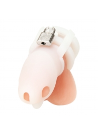 Белая клетка для пениса Silicone Small 2 in Cock Cage With Ball Divider - BlueLine - купить с доставкой в Старом Осколе
