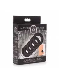 Комплект из 5 черных эрекционных колец для мошонки Ring Master Custom Ball Stretcher Kit - XR Brands - в Старом Осколе купить с доставкой