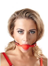 Силиконовый кляп-шар на чёрных ремешках Red Gag silicone - Orion - купить с доставкой в Старом Осколе