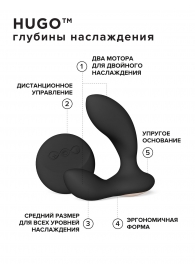 Черный вибромассажер простаты с пультом ДУ Hugo 2 Remote - Lelo - в Старом Осколе купить с доставкой