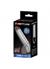 Прозрачная насадка на пенис с ребрышками и подхватом мошонки - Baile - в Старом Осколе купить с доставкой