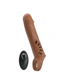 Коричневая вибронасадка с подхватом мошонки и пультом ДУ - Baile - в Старом Осколе купить с доставкой