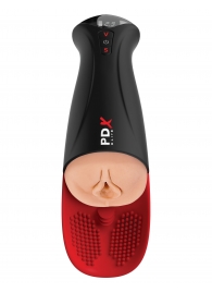 Телесный мастурбатор-вагина в черной колбе с вибрацией Fuck-O-Matic Pro XL - Pipedream - в Старом Осколе купить с доставкой