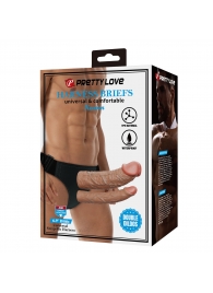 Темно-бежевый фаллопротез для двойного проникновения - 17,5 см. - Baile - купить с доставкой в Старом Осколе