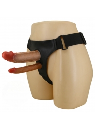 Темно-бежевый фаллопротез для двойного проникновения - 17,5 см. - Baile - купить с доставкой в Старом Осколе