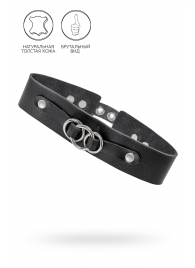 Черный чокер-ошейник со связанными кольцами на подложке - Pecado - купить с доставкой в Старом Осколе