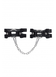 Черные кожаные оковы из двух ремешков - Pecado - купить с доставкой в Старом Осколе