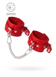 Красные мягкие кожаные оковы с люверсами - Pecado - купить с доставкой в Старом Осколе