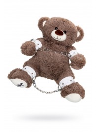 Бондажный набор: бурый мишка с белыми оковами и наручниками - Pecado - купить с доставкой в Старом Осколе