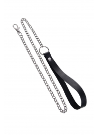 Поводок с ручкой из черной натуральной кожи и карабином для ошейника - Pecado - купить с доставкой в Старом Осколе