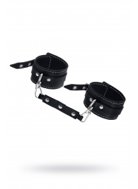 Черные двухслойные кожаные оковы с белой строчкой - Pecado - купить с доставкой в Старом Осколе