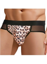 Сексуальные мужские трусы-джоки с леопардовой вставкой по центру - Gauvine купить с доставкой