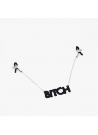 Зажимы на соски с кожаной подвеской Bitch - Crazy Handmade - купить с доставкой в Старом Осколе