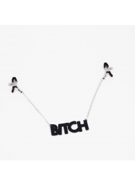 Зажимы на соски с кожаной подвеской Bitch - Crazy Handmade - купить с доставкой в Старом Осколе