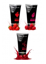 Набор из 3 съедобных лубрикантов JUJU (клубника, малина, вишня) - JuJu - купить с доставкой в Старом Осколе