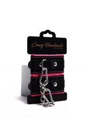 Черно-розовые скругленные наручники с мягкой подкладкой - Crazy Handmade - купить с доставкой в Старом Осколе