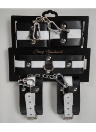 Набор фиксаторов из черной и белой натуральной кожи - Crazy Handmade - купить с доставкой в Старом Осколе