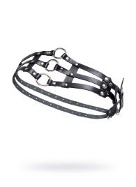 Черный кожаный пояс с кольцами - Pecado - купить с доставкой в Старом Осколе