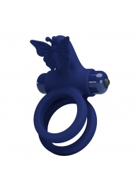 Синее эрекционное кольцо с вибростимуляцией клитора - Baile - в Старом Осколе купить с доставкой