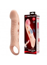Телесная удлиняющая насадка с рельефом и вибрацией Brad - 21,3 см. - Baile - в Старом Осколе купить с доставкой