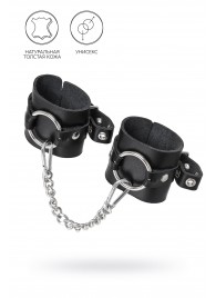 Черные наручники из толстой натуральной кожи с люверсами - Pecado - купить с доставкой в Старом Осколе